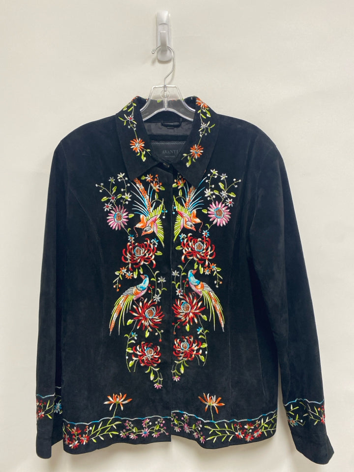 Size L Black Multi Color Embroidered Suede Ladies Jacket