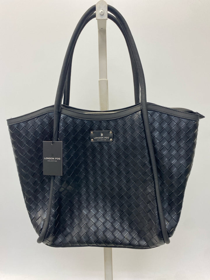 NWT London Fog Black Woven Tote Bag