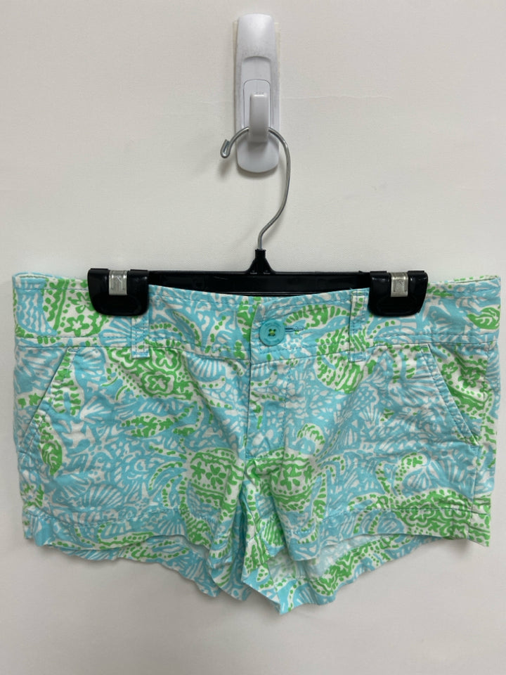 LILLY PULITZER Size 00 Aqua Green/White Crab Ladies Shorts