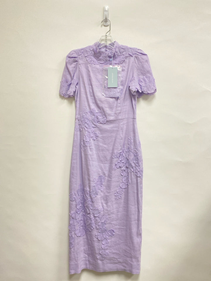 NWT Antonio Melani Size 4 Lavender Applique Linen Blend Ladies Dress