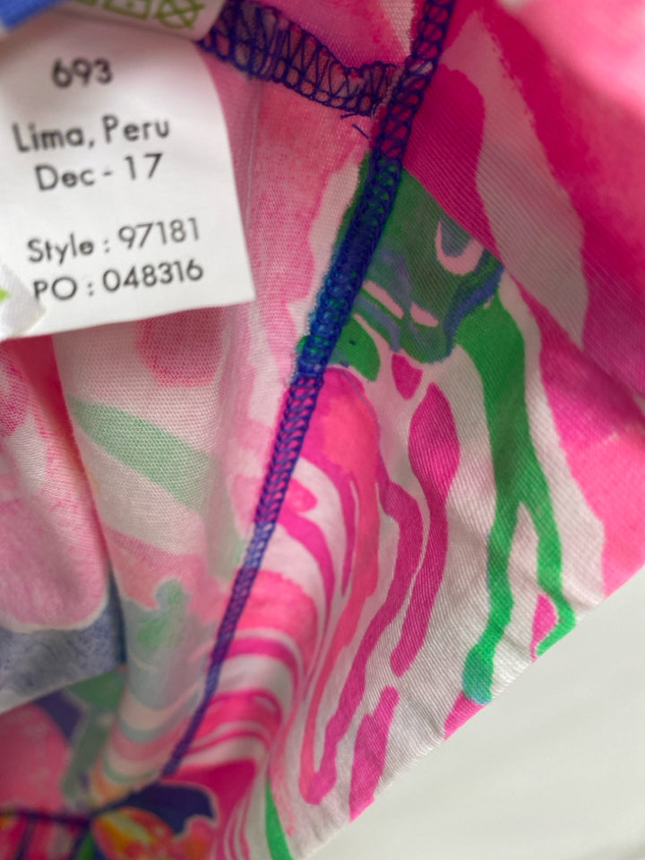 LILLY PULITZER Size XL Blue/White Pink/Green Flowers Ladies Dress