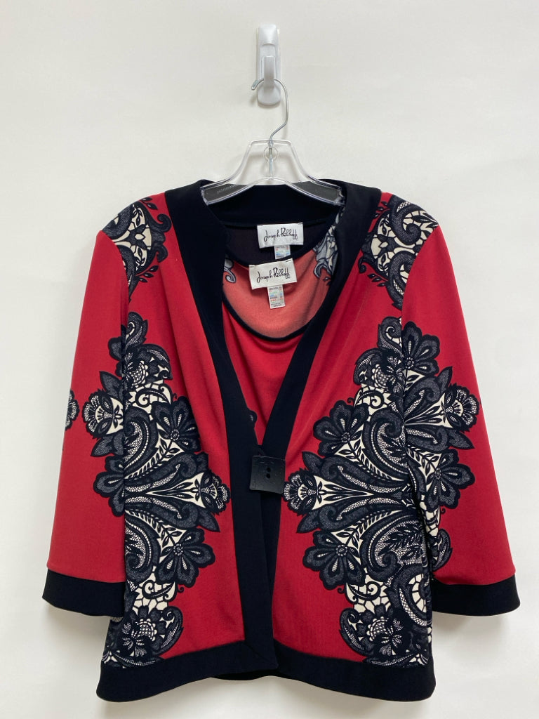 joseph ribkoff Size 12 Black Red/White Floral Ladies Top