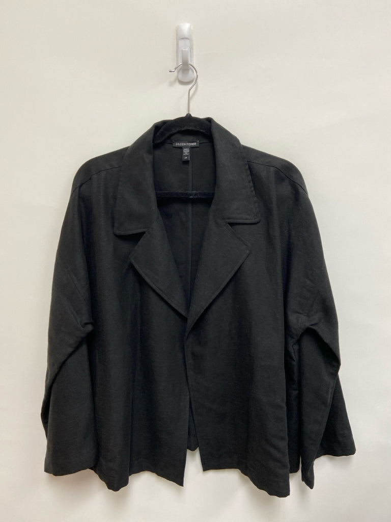 Eileen Fisher Size L Black Linen Ladies Jacket
