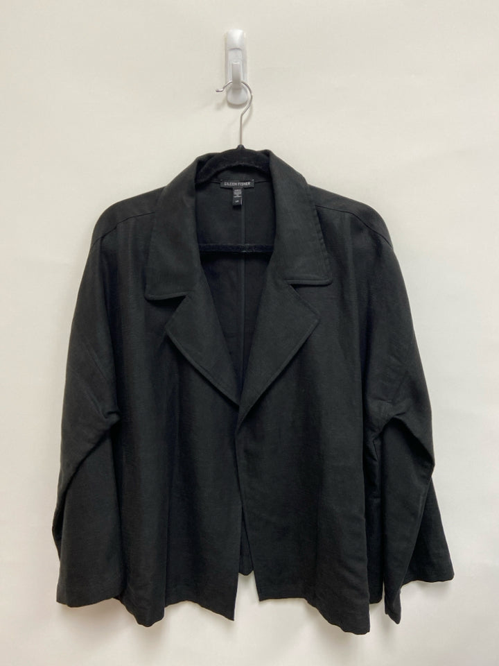 Eileen Fisher Size L Black Linen Ladies Jacket