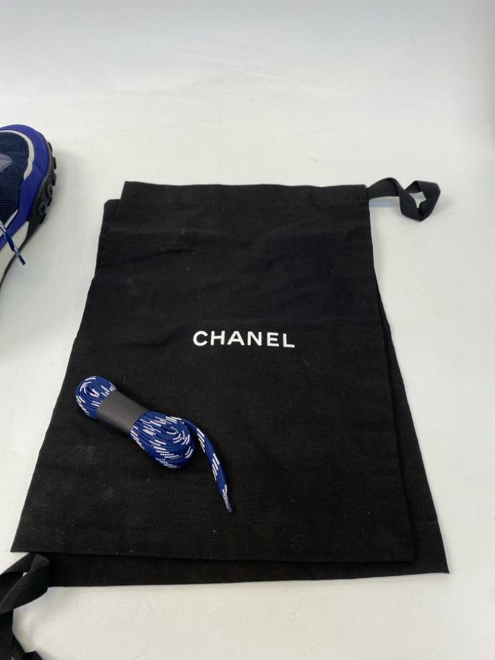 Chanel  Size 39 Navy Black/White Mesh Neoprene Sneakers