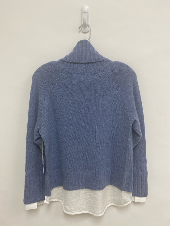 NWT BROCHU WALKER Size XS Blue White Turtleneck Wool Blend Ladies Sweater