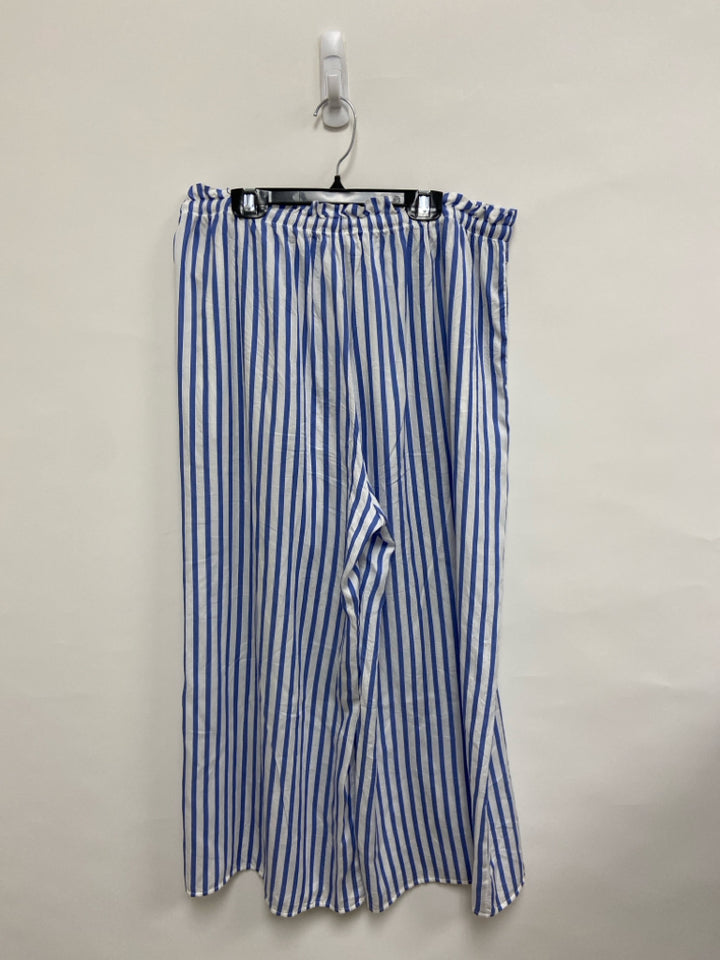 bella dahl Size L White Blue Striped Ladies Pants