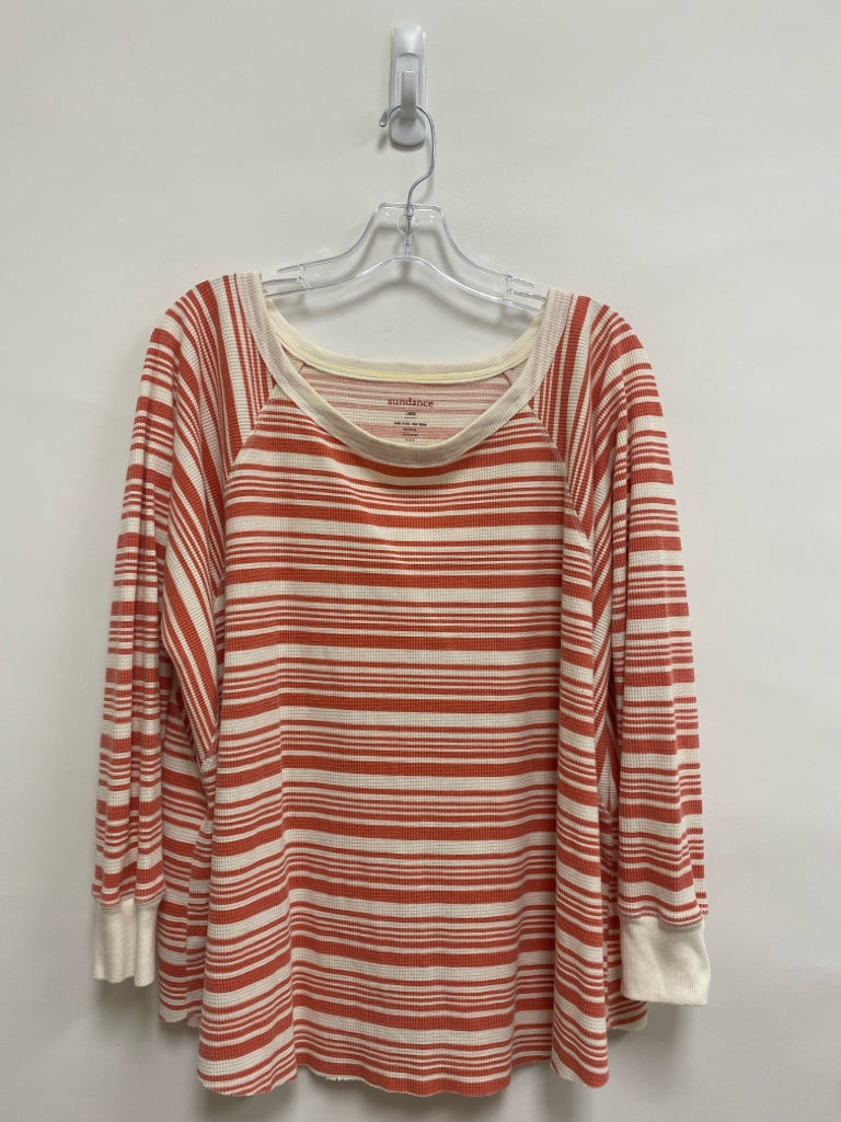 Sundance Size L Coral White Striped Ladies Top