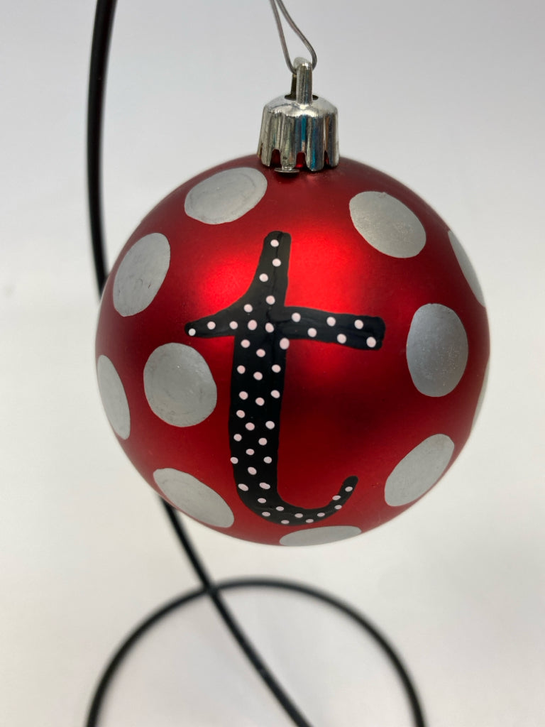 Red Silver Polka Dot Ornaments