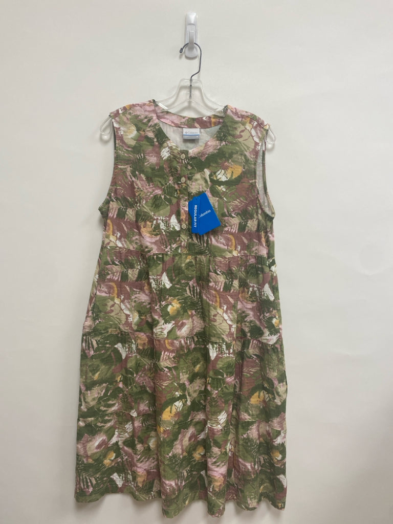 NWT Columbia Size M Pink/Green Mauve/Gold Abstract Sleeveless Ladies Dress