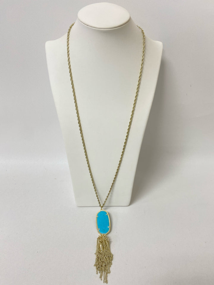 Kendra Scott Gold Color Turquoise Tassels Necklace