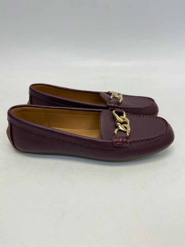 NWOT Talbots US Shoe Size 6.5 Burgundy Gold Link Flats