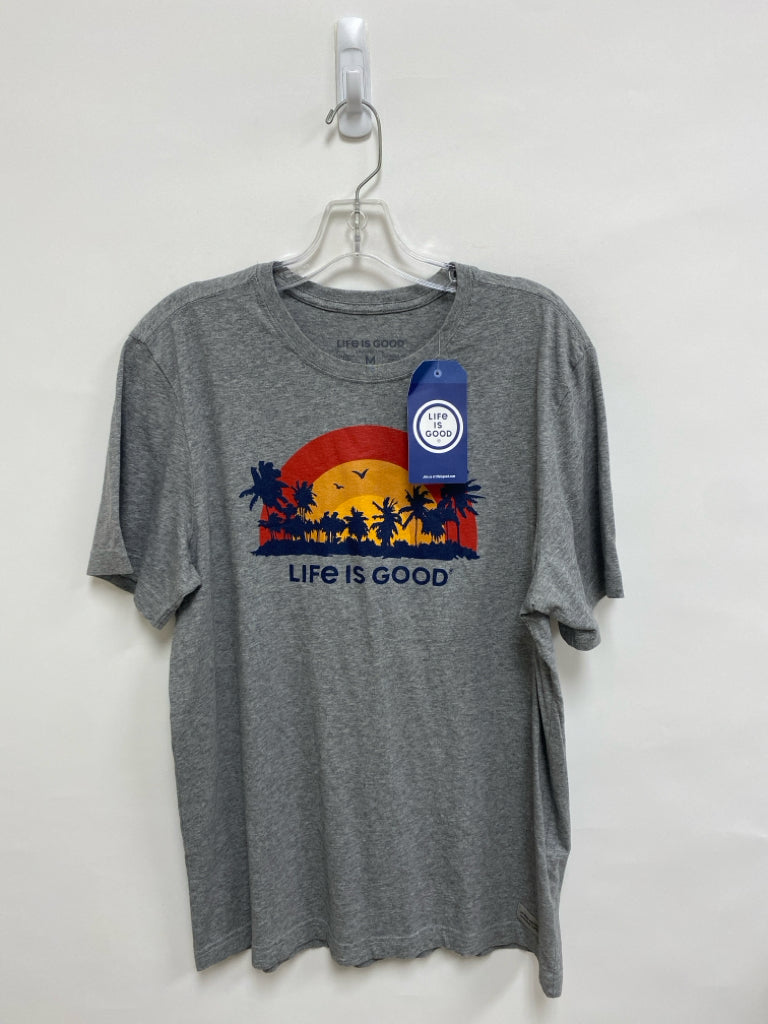 NWT Life is Good Size M Gray Red/Orange Logo Men&