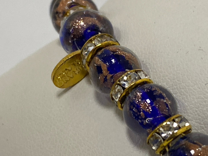 Murano Gold Color Navy Jeweled Bracelet