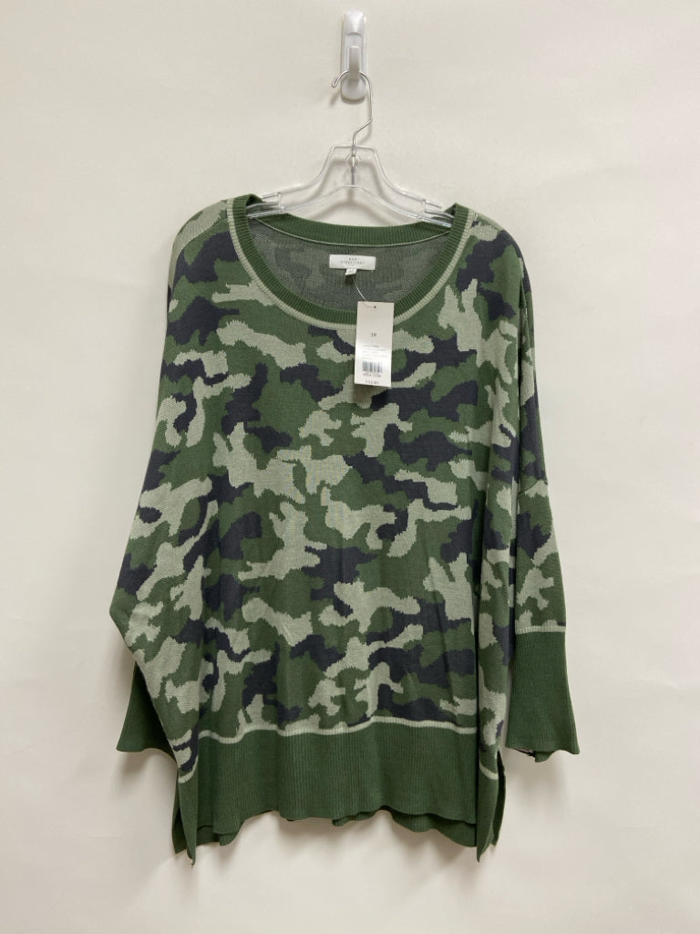 NWT New Directions Size 3X Green Gray Camouflage Plus Size Sweater