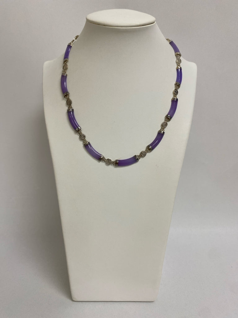 Purple Silver Stones Necklace