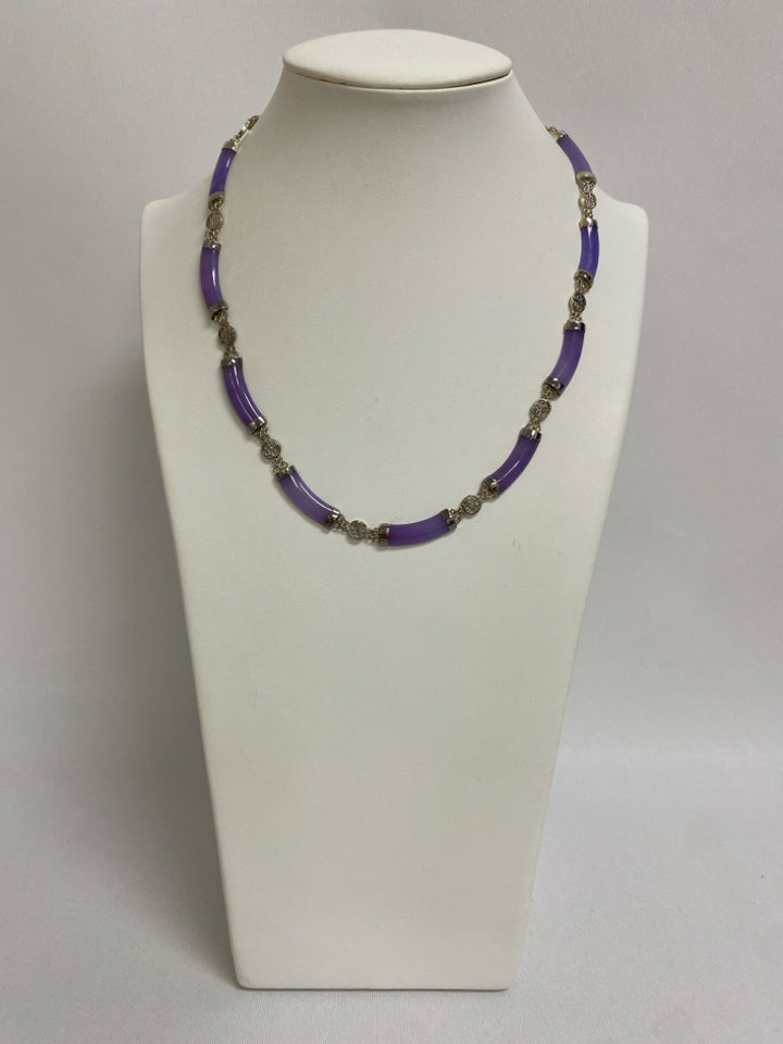 Purple Silver Stones Necklace