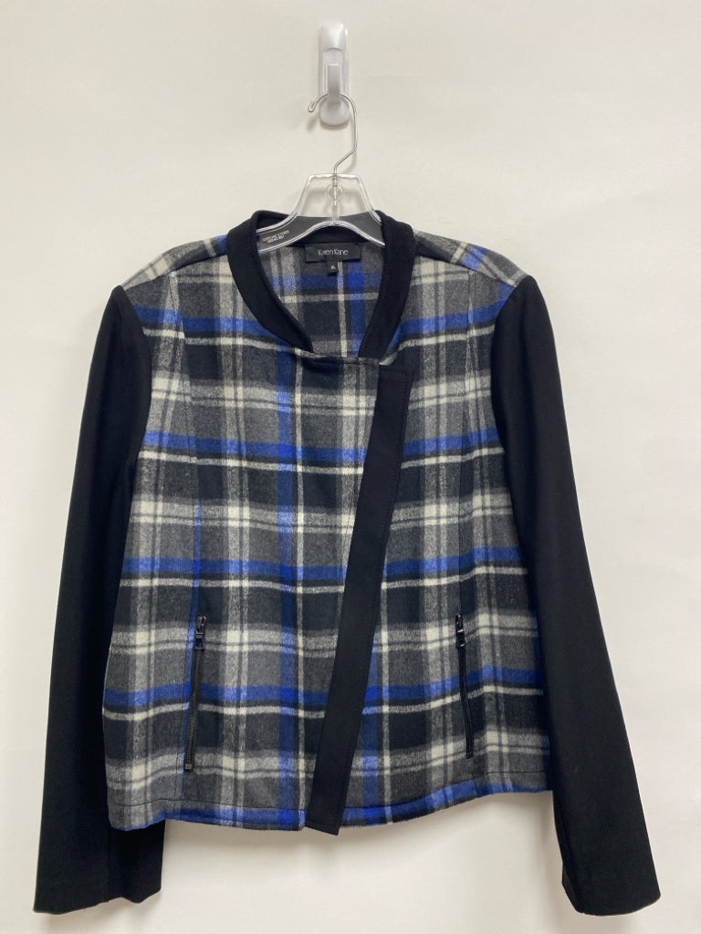 Karen Kane Size XL Black Navy/Gray Plaid Zip Down Ladies Jacket