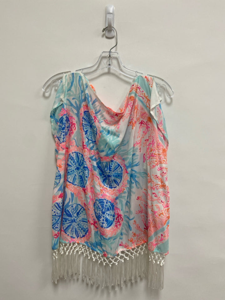 LILLY PULITZER Size XS Aqua/White Pink/Blue Sea Coral Sleeveless Ladies Coverup