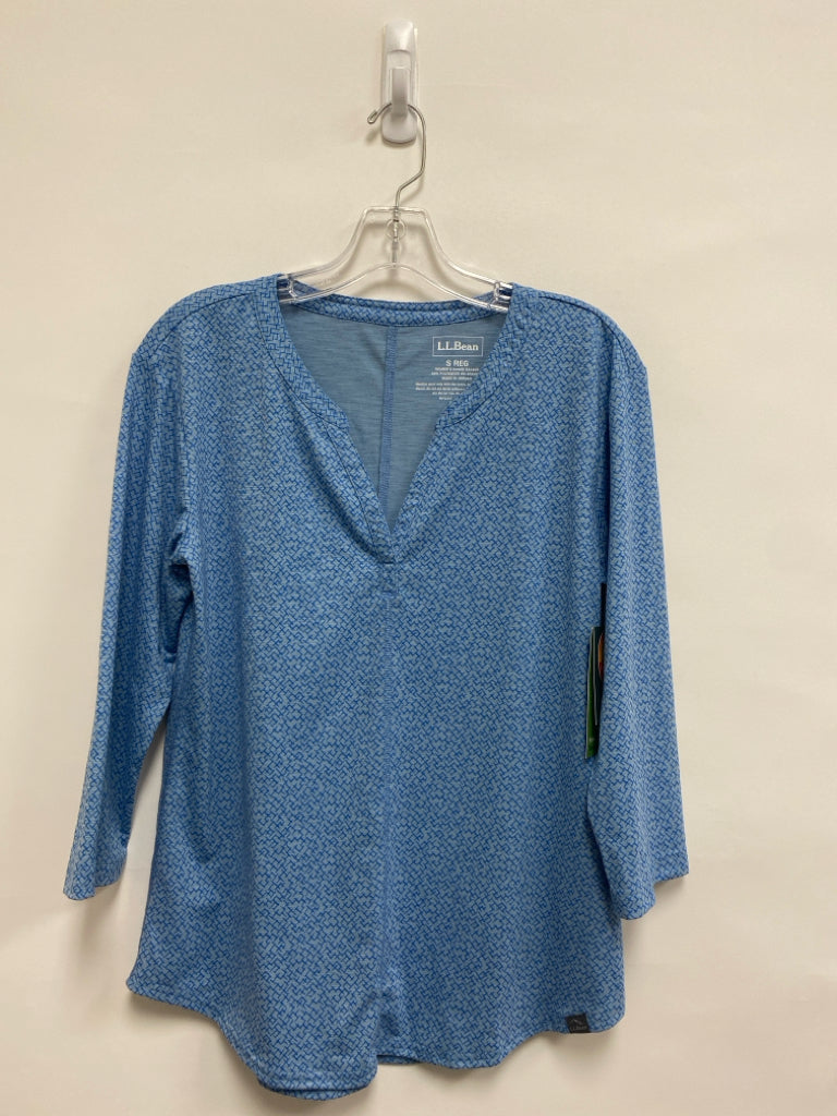 NWT L L Bean Size S Blue Criss-Cross 3/4 Sleeve Ladies Rash Guard