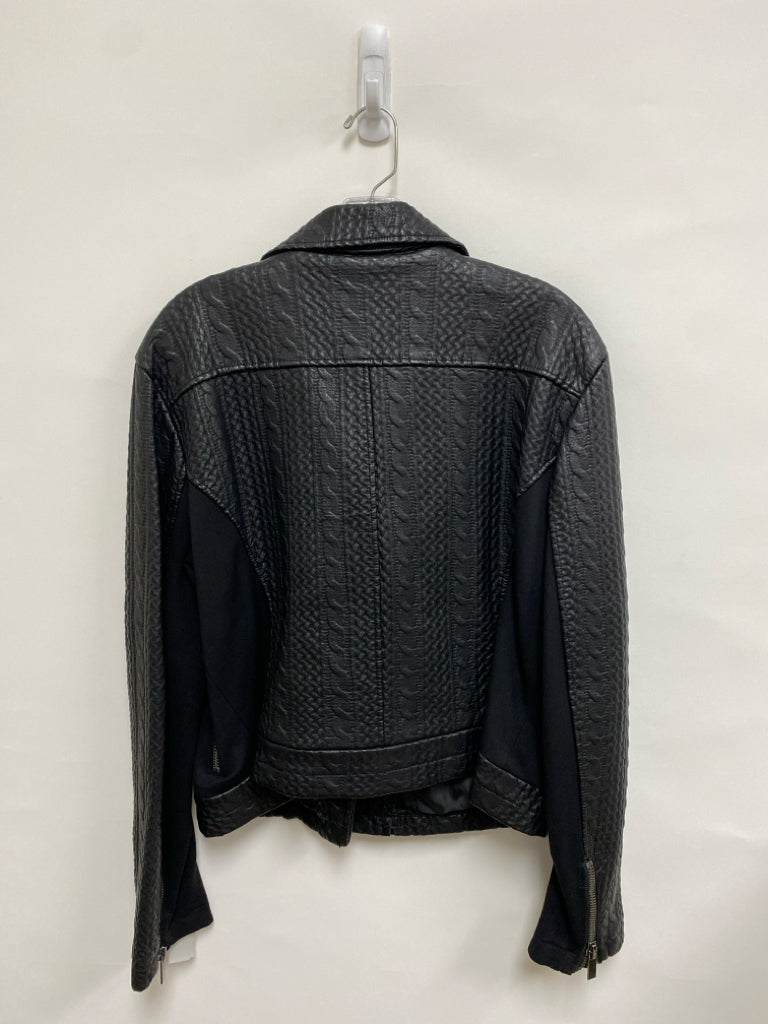 NY&amp;Co Size XL Black Texture Zip Down Faux Leather Ladies Jacket