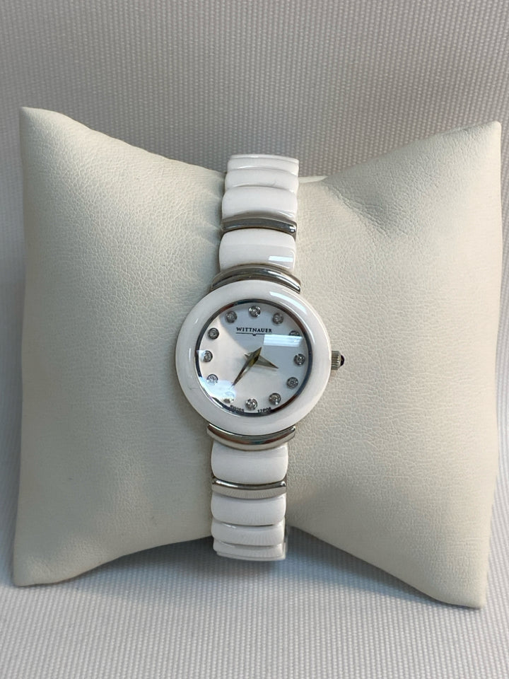 White Silver Color Jeweled Ladies Wristwatch