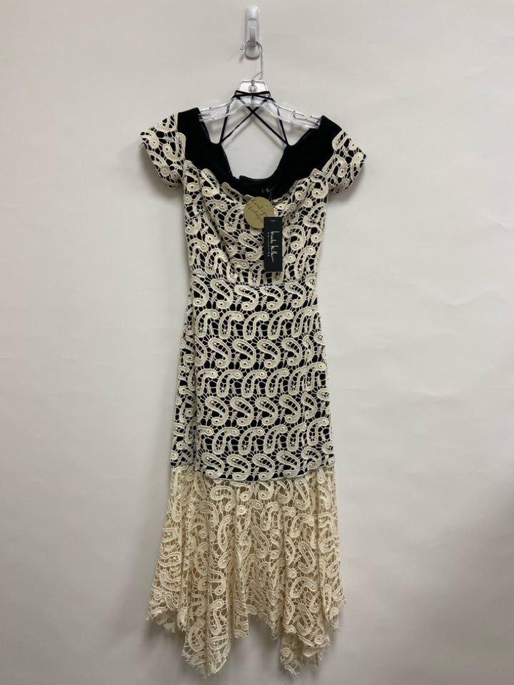 NWT Nicole Miller Size 4 Black Cream Lace Ladies Dress