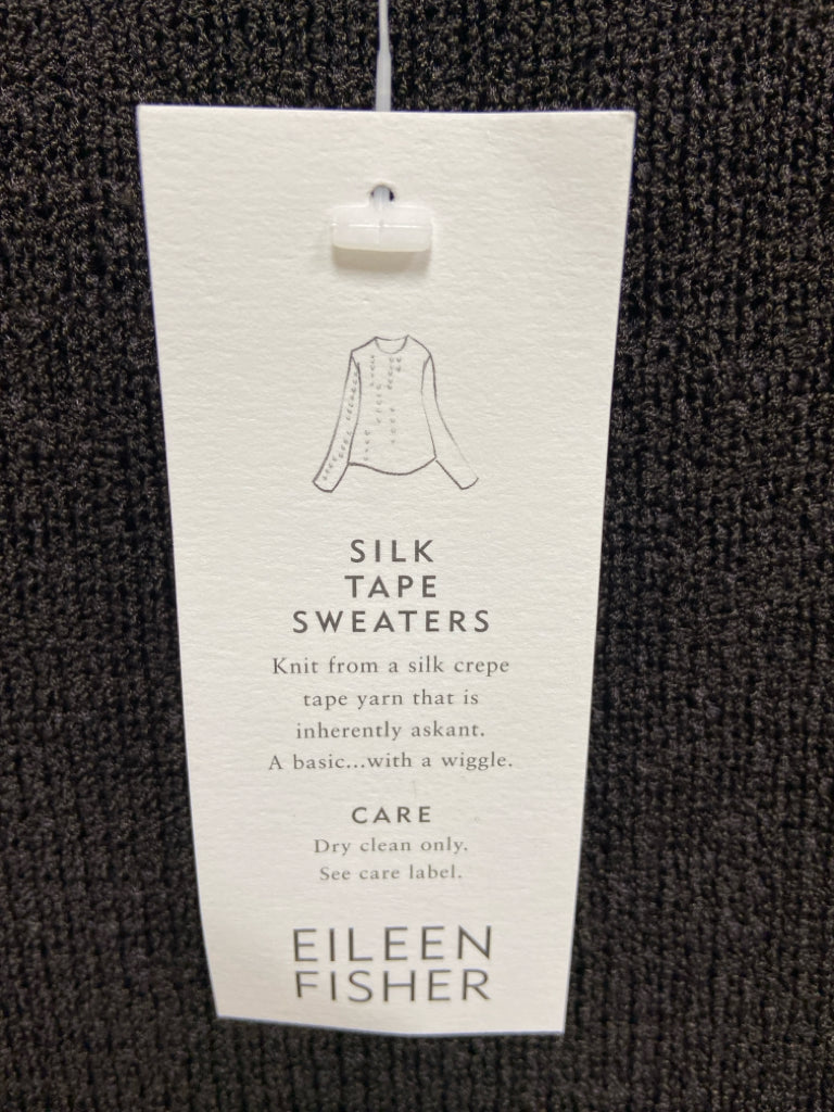 NWT Eileen Fisher Size L Espresso Silk Blend Ladies Sweater