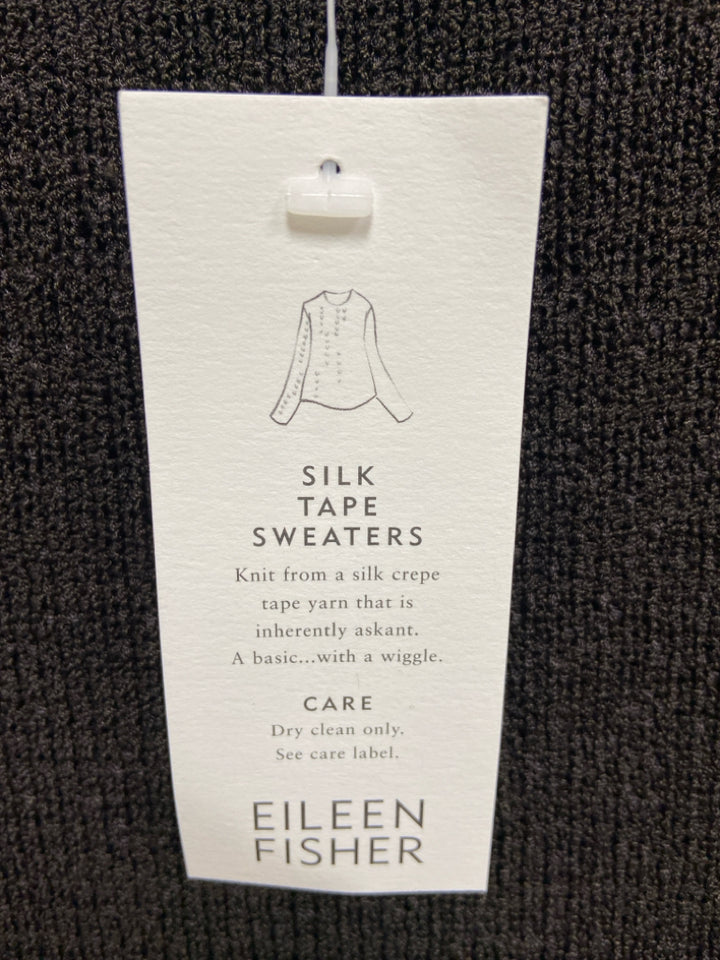 NWT Eileen Fisher Size L Espresso Silk Blend Ladies Sweater