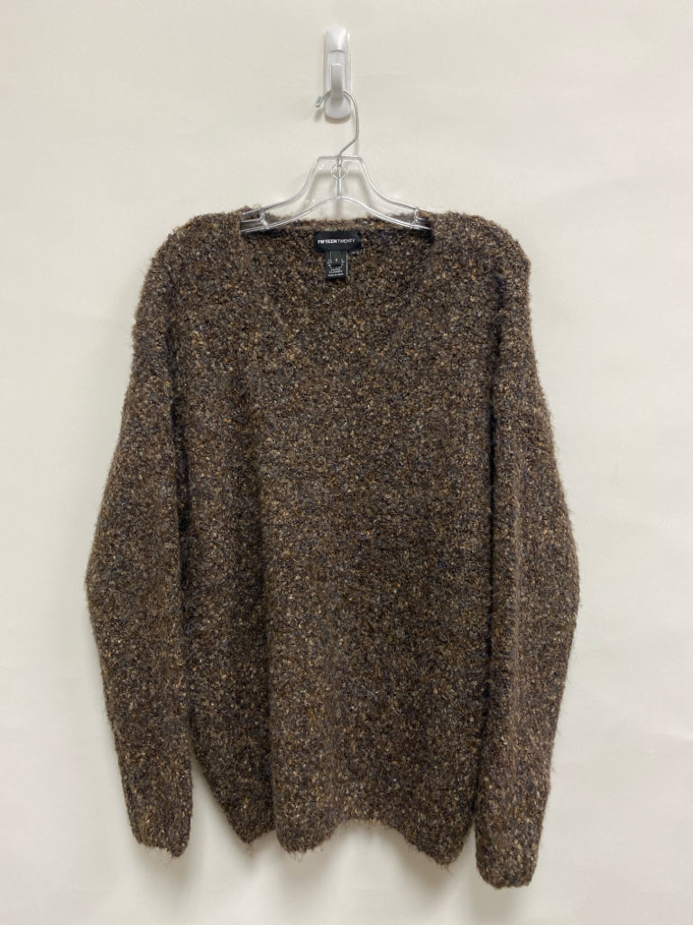NWT FIFTEEN TWENTY Size S Brown/Black Cream Mottled Ladies Sweater