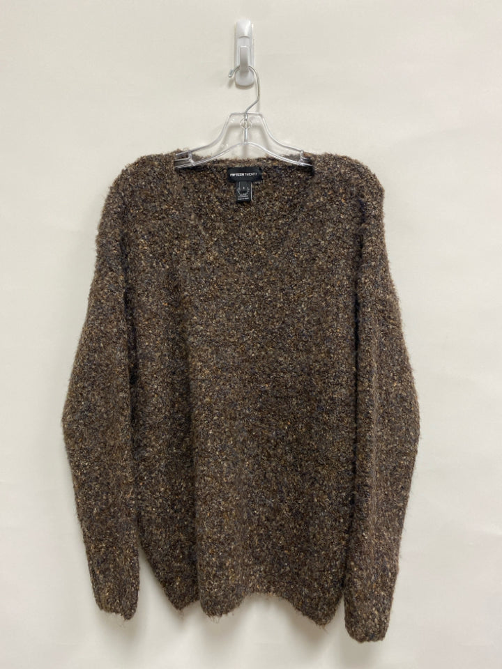 NWT FIFTEEN TWENTY Size S Brown/Black Cream Mottled Ladies Sweater