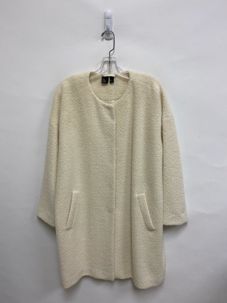 Eileen Fisher Size S Cream Button Up Faux Fur Ladies Jacket