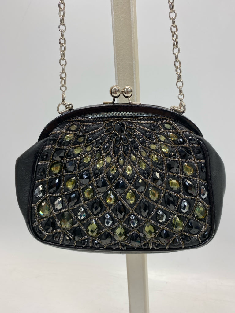 Black Green Sequined Handbag