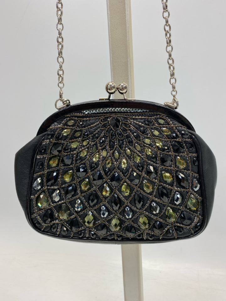 Black Green Sequined Handbag