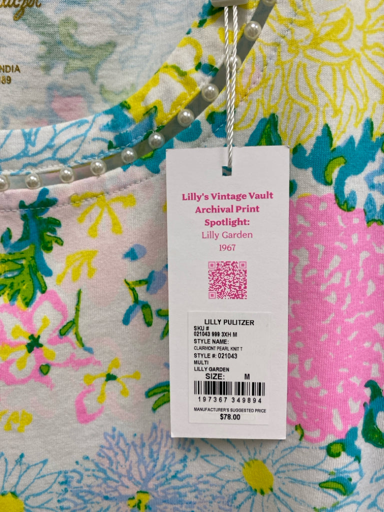 NWT LILLY PULITZER Size M Pink White/Multi Flowers Ladies Top