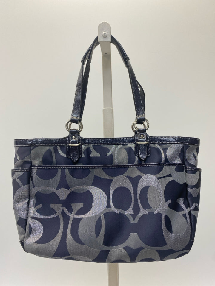 Coach Navy Silver Signature Gallery Tote 19664