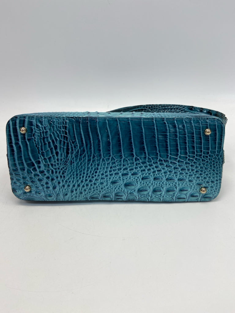 Brahmin Teal Blue Embossed Leather Handbag