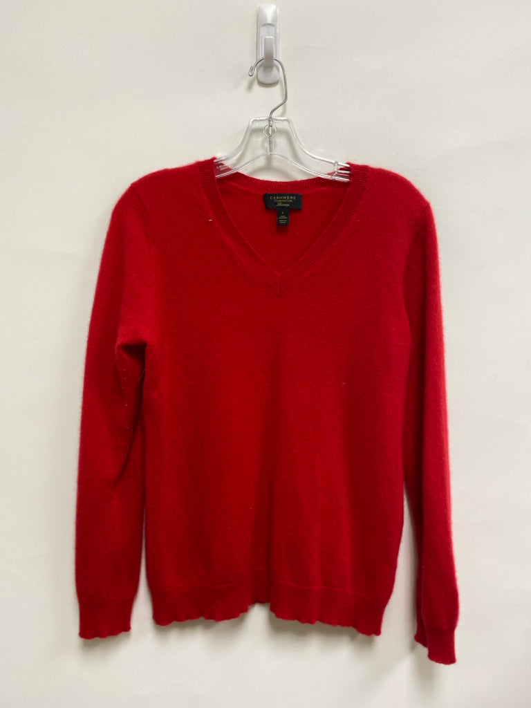 Charter Club Size L Red V Neck Cashmere Ladies Sweater