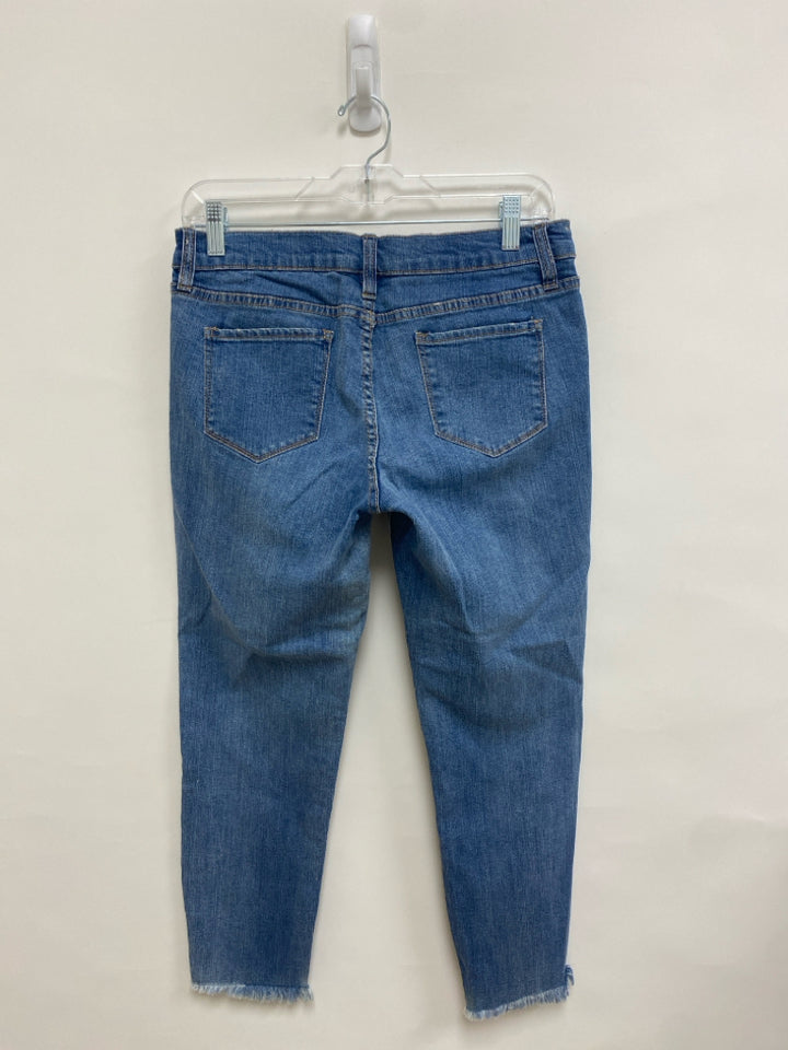 NY&amp;Co Size 6 Faded Denim Gold Streaked Cropped Ladies Jeans