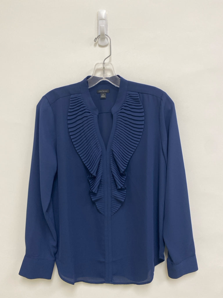 Ann Taylor Size XS Navy Ruffles V Neck Ladies Top