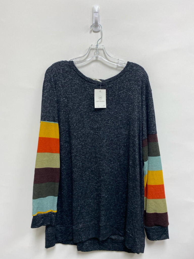 NWT Haptics Size L Black Blue/Orange Ladies Top