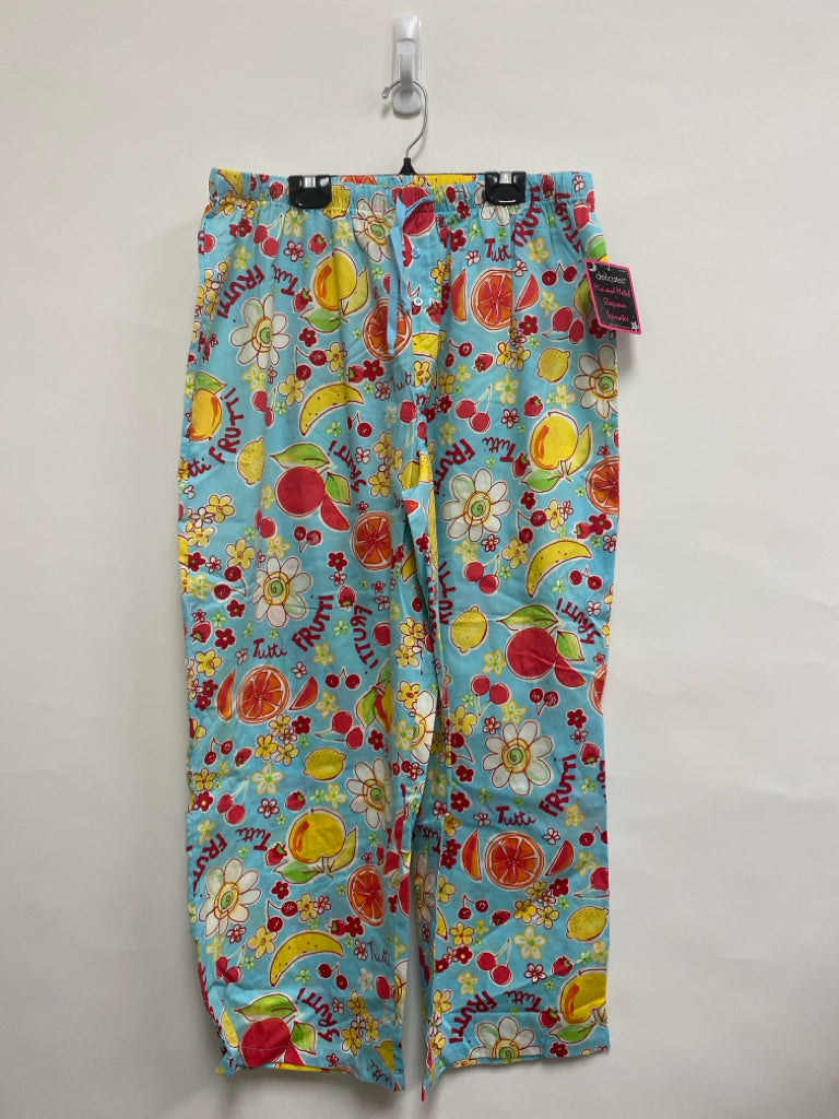 NWT Size L Blue/Yellow Red/Green Fruit Ladies Pajama Pant
