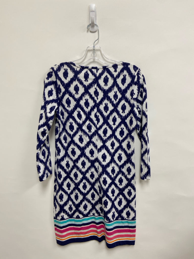 LILLY PULITZER Size XS White Dark Blue Diamond Print Ladies Dress