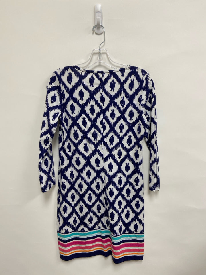 LILLY PULITZER Size XS White Dark Blue Diamond Print Ladies Dress