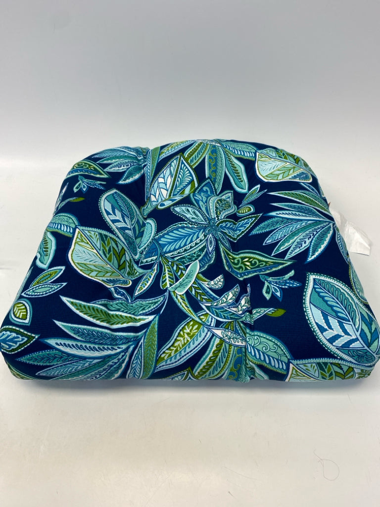 Navy Turquoise Floral Pillow