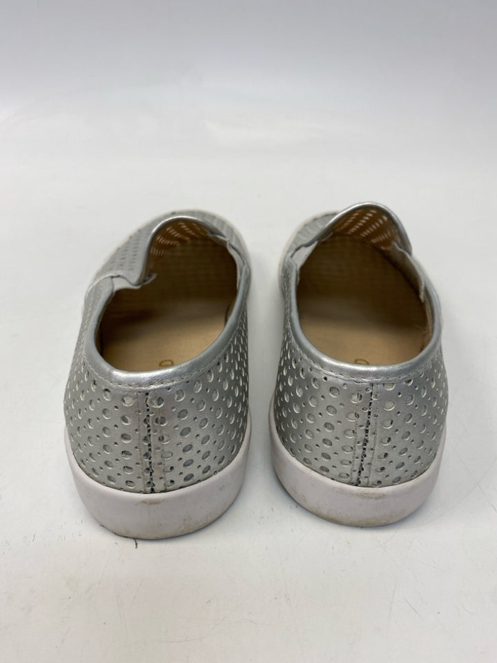Size 9 Silver Perforated Metallic Sneakers