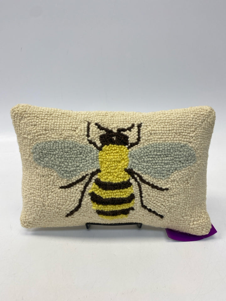 Cream/Yellow Brown/Green Bee Pillow