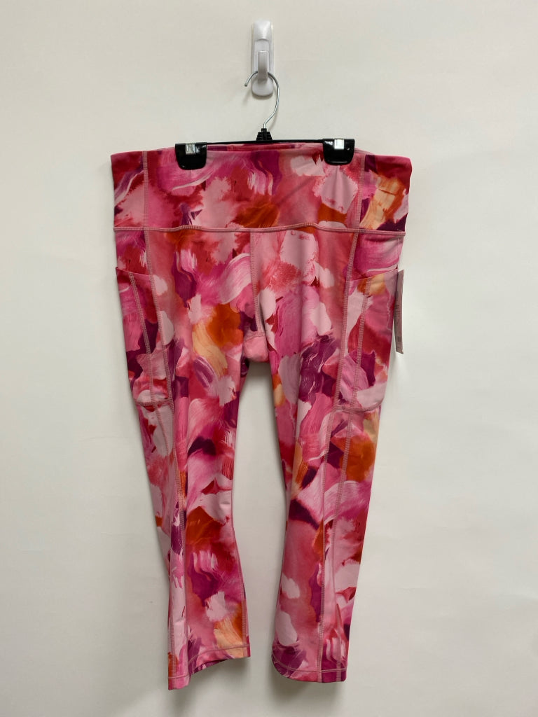 NWT Athleta Size XL Pink Lavender/Orange Watercolors Cropped Athletic Leggings