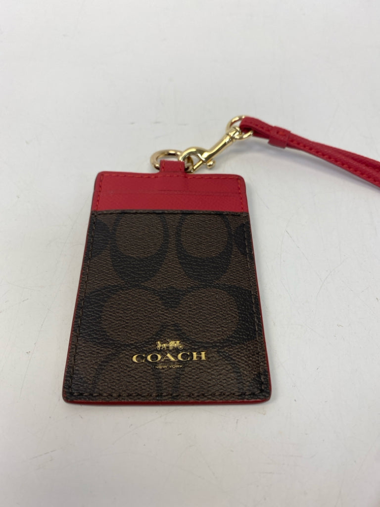 Coach Dark Brown Red Signature Misc. Accessory