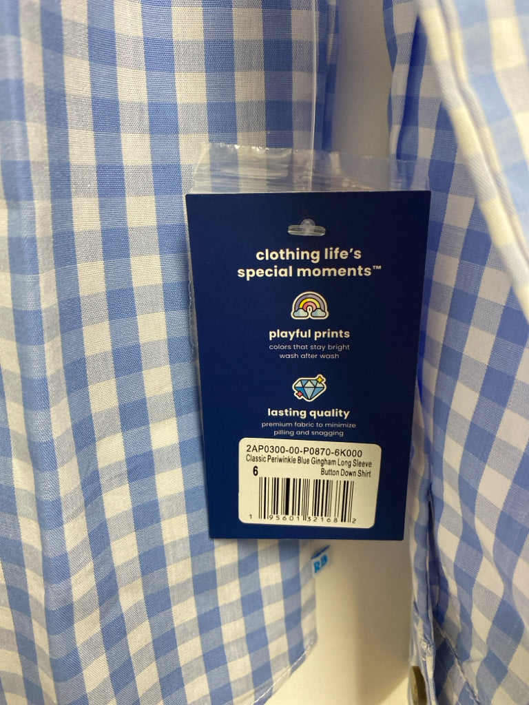 NWT RUGGEDBUTTS SIZE 6 White/Blue Checkered Button Up Boy&